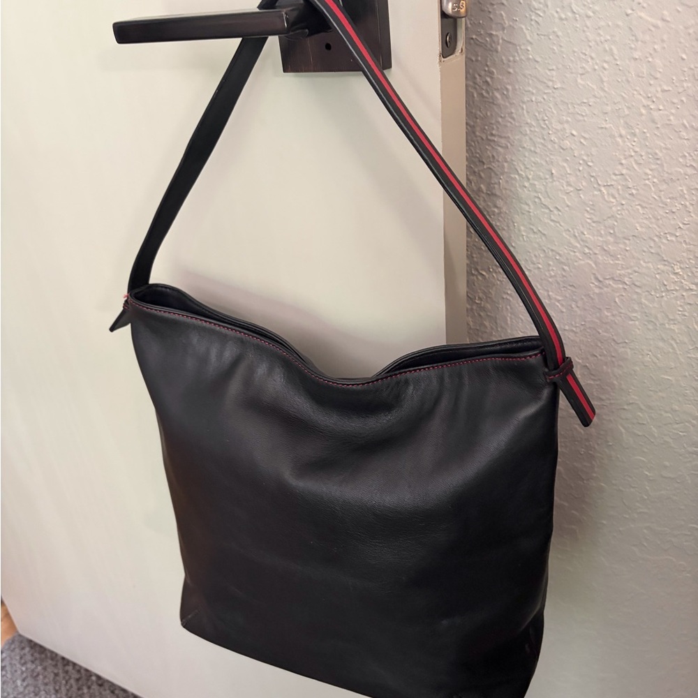 Black soft leather Ann Klein tote